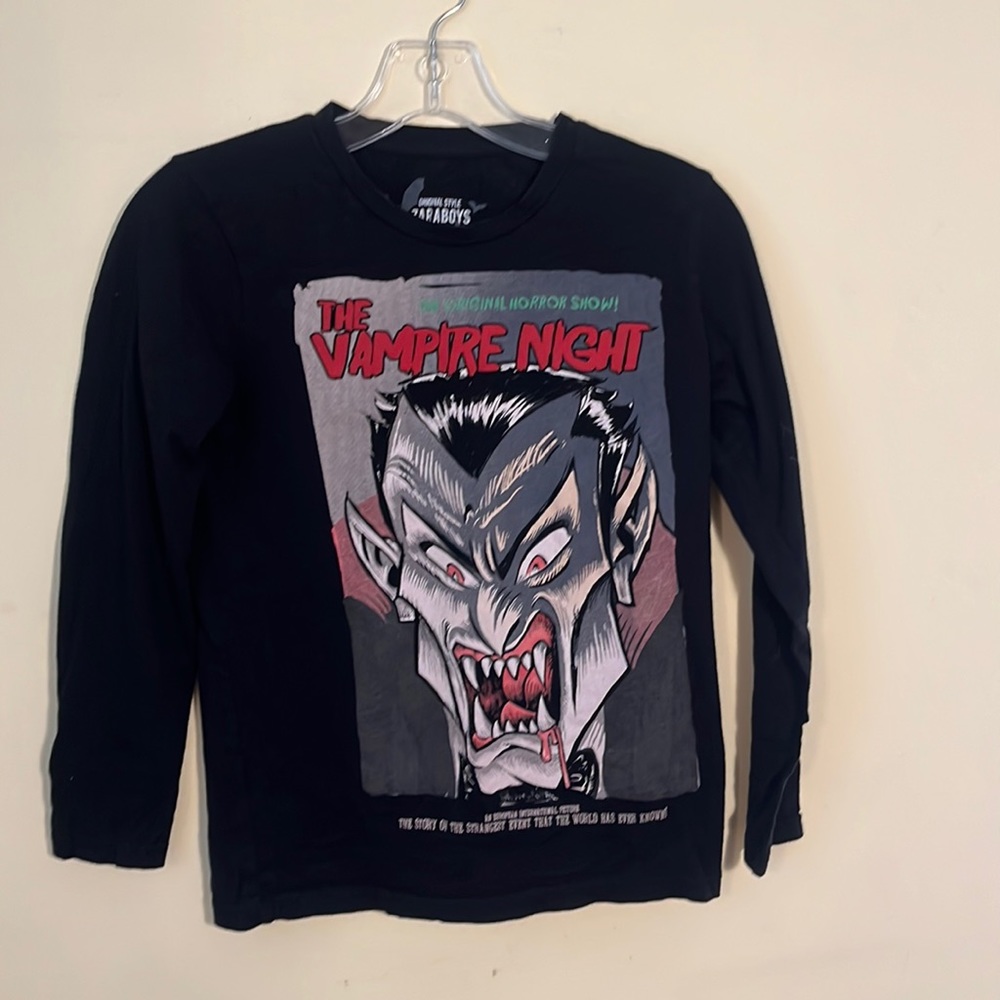Zara Boys Long Sleeve Graphic T shirt Dracula Halloween Size 9/10